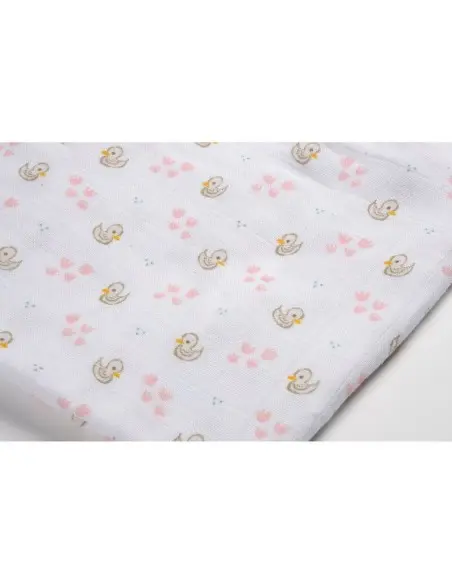 Béaba Lot de 3 langes en coton 70 x 70 cm - Cygne/Rose Univers