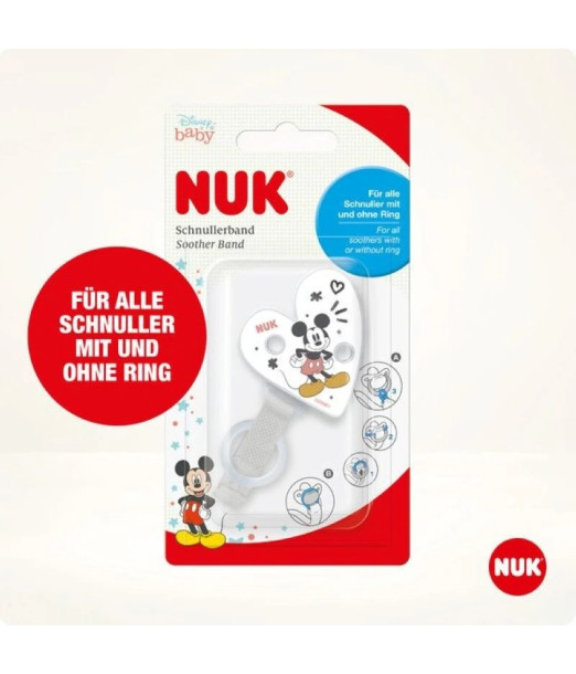NUK Attache sucette universelle ruban - Bande Mickey Mouse 2
