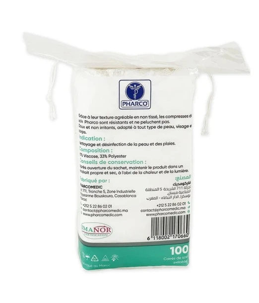 Face & Body care pads 100 units - Pharco non-woven cotton squares 2