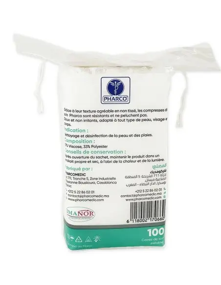 Face & Body care pads 100 units - Pharco non-woven cotton squares — photo 2