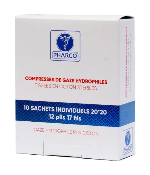 Compresses Stériles 20x20cm Pharco 10 unités Accessoires de
