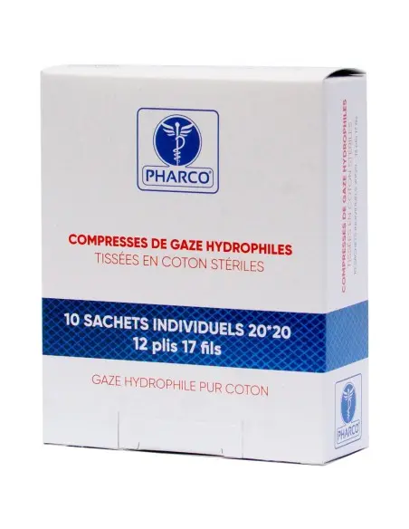 Compresses Stériles 20x20cm Pharco 10 unités Accessoires de