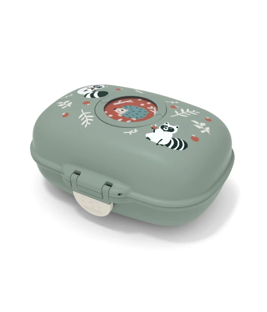 Monbento Gram children's snack box — BPA-free, Green Raccoon