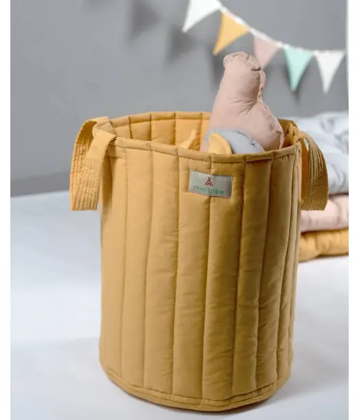 Minitribe Panier à jouets Havana - Jaune Déco chambre bébé -