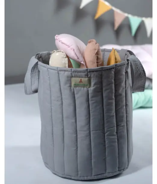 Minitribe Panier à jouets Havana - Gris Déco chambre bébé -