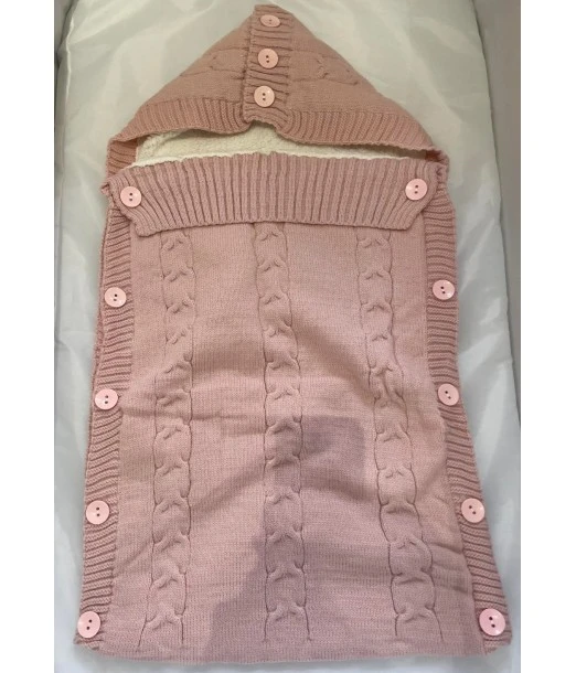 Baby bunting bag in 100% natural wool - Pink