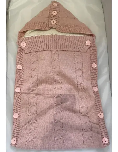 Baby bunting bag in 100% natural wool - Pink