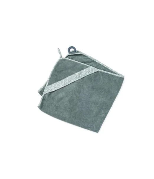 Doomoo hooded towel XL with Dry'n Play teething ring from 0 to 6 years - green