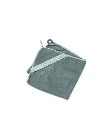 Doomoo hooded towel XL with Dry'n Play teething ring from 0 to 6 years - green