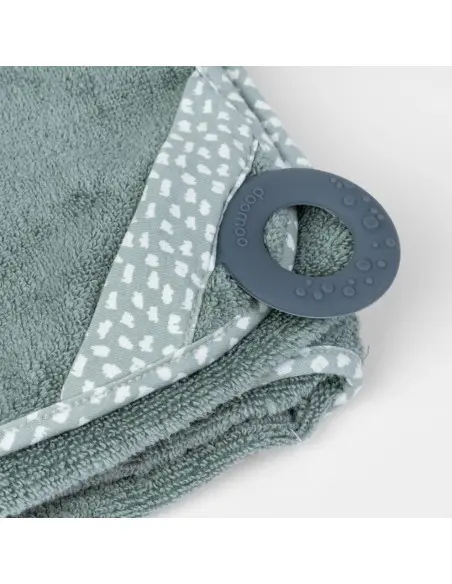 Doomoo hooded towel XL with Dry'n Play teething ring from 0 to 6 years - green — photo 6