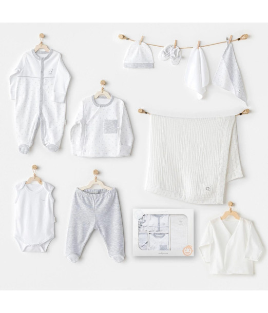 Coffret naissance 100% coton 10 pièces pour nouveau-né - Crown