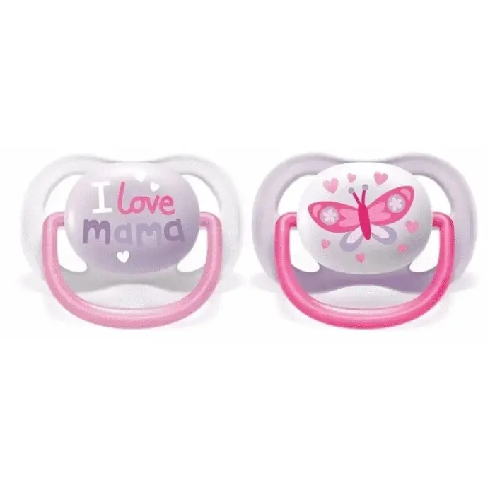 Sucette Avent Natural Ultra Air Happy 0-6mois Rose