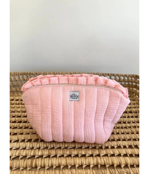 Mini Babounj toiletry bag "double gauze" 100% cotton - Pink