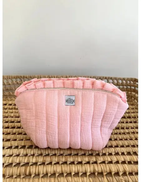 Mini Babounj toiletry bag "double gauze" 100% cotton - Pink