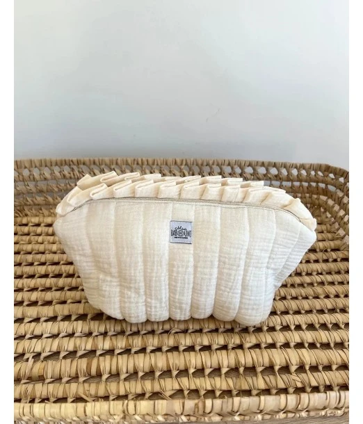 Double gauze 100% cotton toiletry bag - beige
