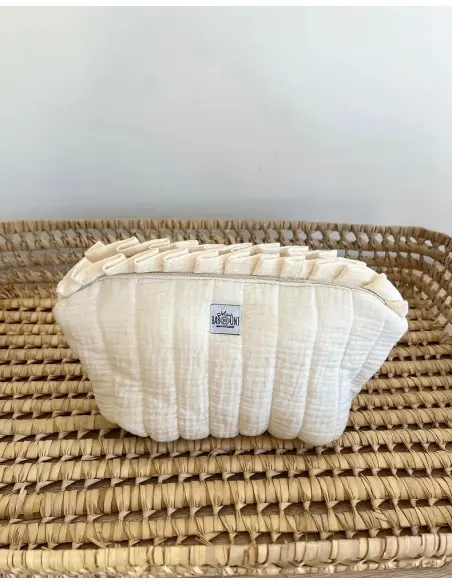 Double gauze 100% cotton toiletry bag - beige