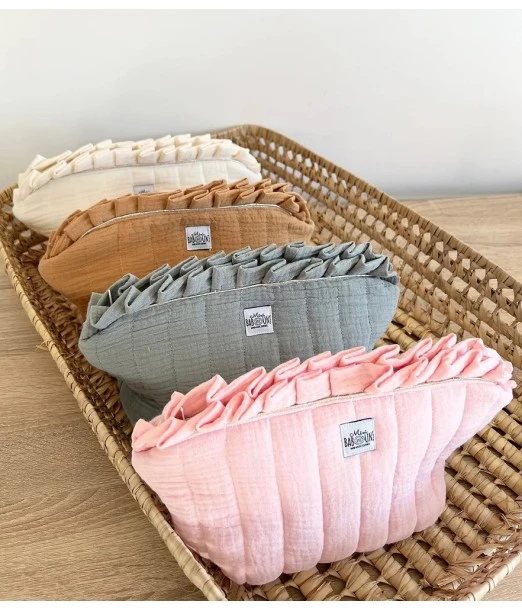 Double gauze 100% cotton toiletry bag - beige 2