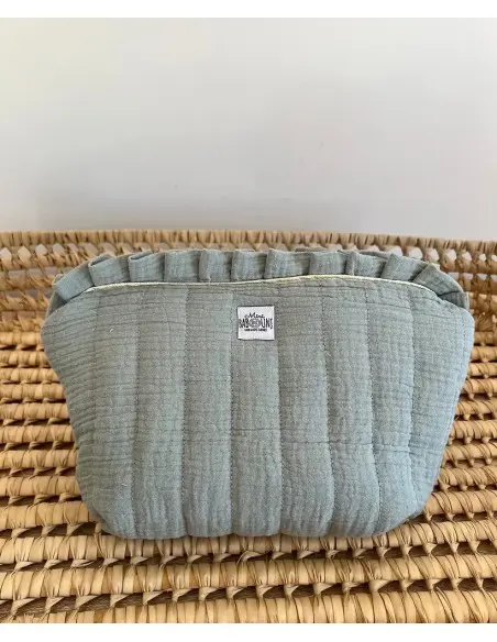 Mini Babounj toiletry bag "Double Gauze" 100% Cotton - Verdigris