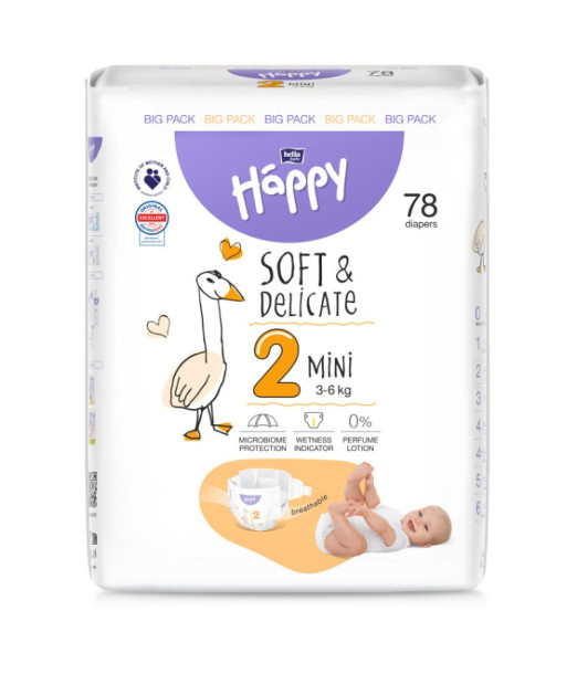 Couches Taille 2 (3-6kg) 78 unités Happy, Couches bébé - Puériculture Maroc