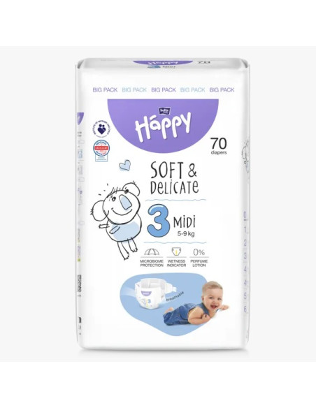 Couches Happy Taille 3 (5-9kg) 70 unités dans Gigoteuse chez Baby And Mom Maroc