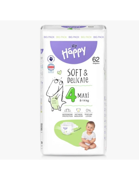 Couches Happy Taille 4 (8-18kg) 62 unités dans Gigoteuse chez Baby And Mom Maroc