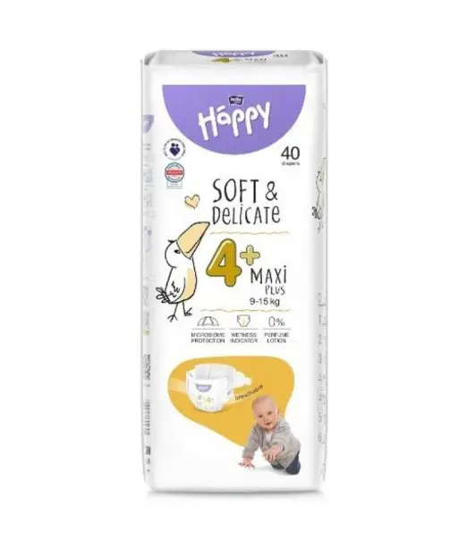 Couches Happy Taille 4+ (9-20kg) 56 unités Gigoteuse - Happy