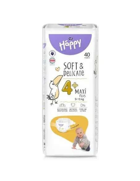 Couches Happy Taille 4+ (9-20kg) 56 unités Gigoteuse - Happy