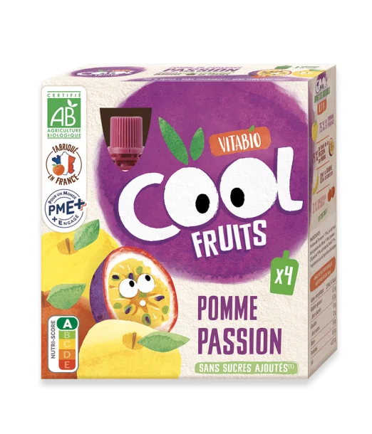 Vitabio Gourdes Pomme Passion Cool Fruits Céréales & Compotes 
