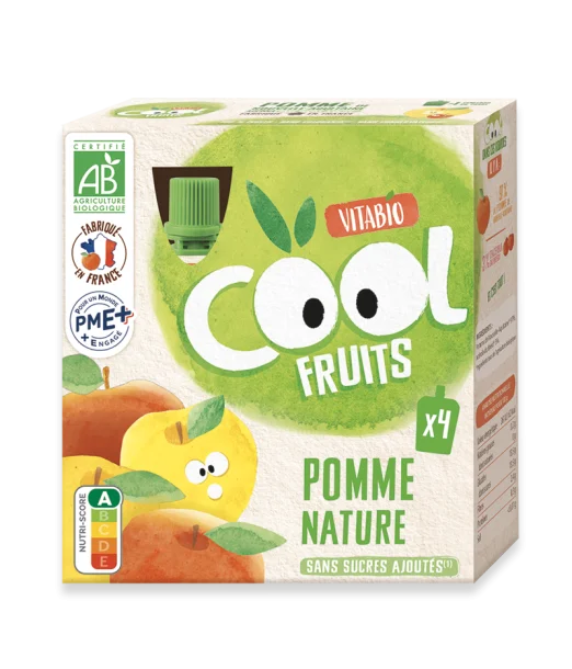 Vitabio Gourdes Pomme Nature Cool Fruits Céréales & Compotes -