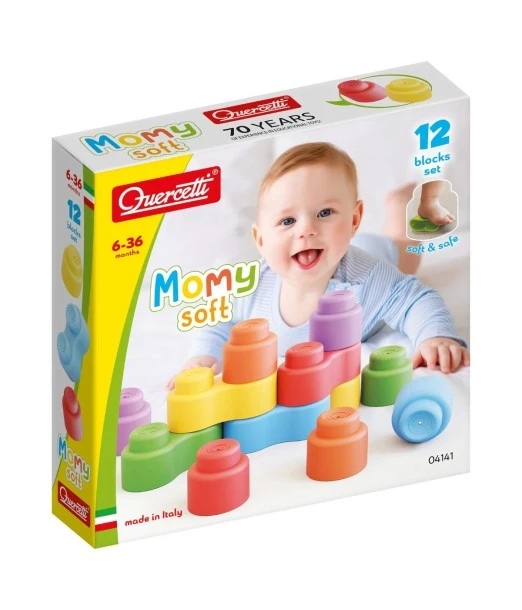 Quercetti Leggo blocks in soft silicone 12 pieces from 6 to 36 months