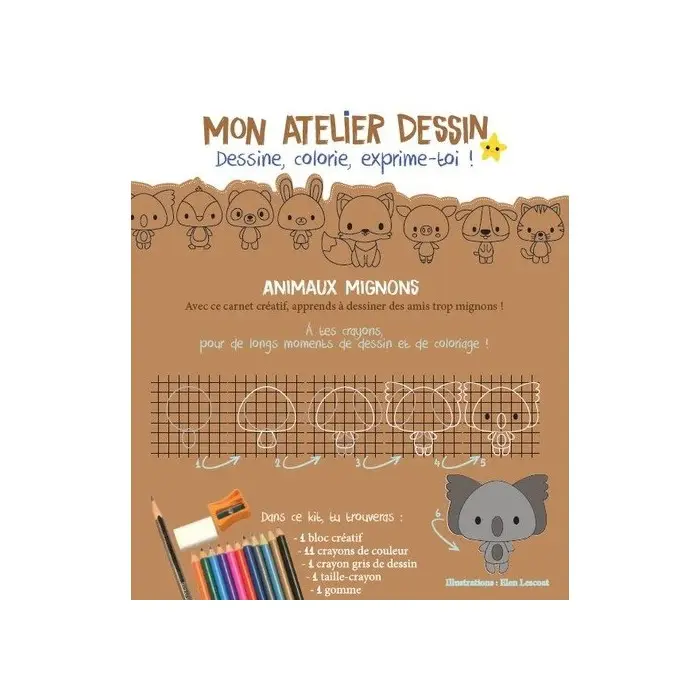 Mon atelier dessin: Animaux mignons 3ans+ 3 - 5 ans - Hemma