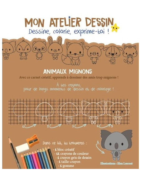 Mon atelier dessin: Animaux mignons 3ans+ 3 - 5 ans - Hemma