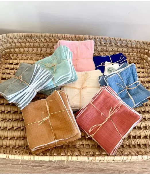 Mini Babounj Lingettes Lavables « Double gaze » en fibre de