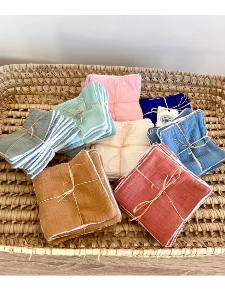 Mini Babounj Lingettes Lavables « Double gaze » en fibre de