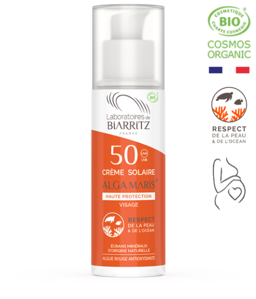 Biarritz Crème solaire Visage SPF50 certifiée Bio 50ml