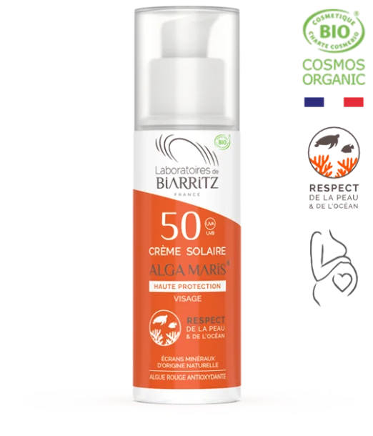 Biarritz Crème solaire Visage SPF50 certifiée Bio 50ml