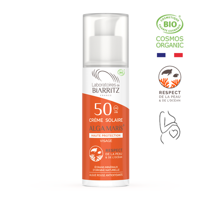 Biarritz Crème solaire Visage SPF50 certifiée Bio 50ml