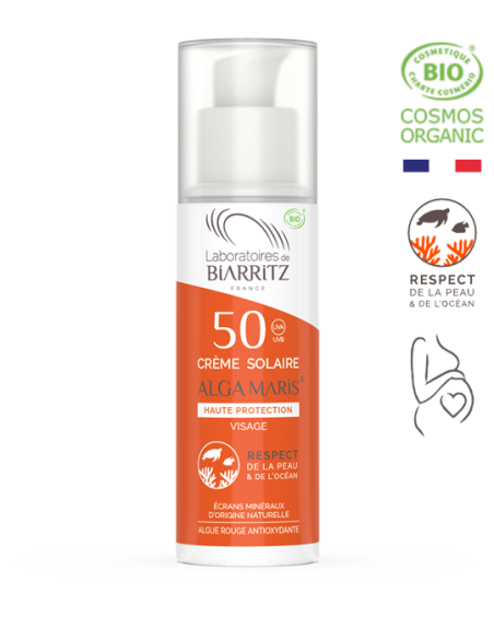Biarritz Crème solaire Visage SPF50 certifiée Bio 50ml