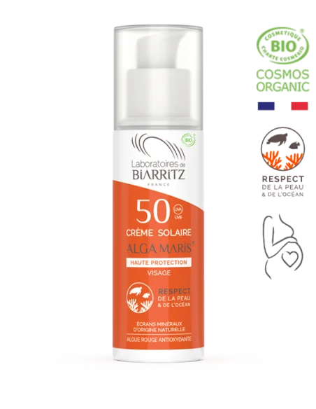 Biarritz Crème solaire Visage SPF50 certifiée Bio 50ml