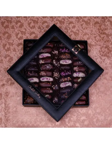 Boîte de Dattes enrobées - 50 pièces Chocolat & Macaron -