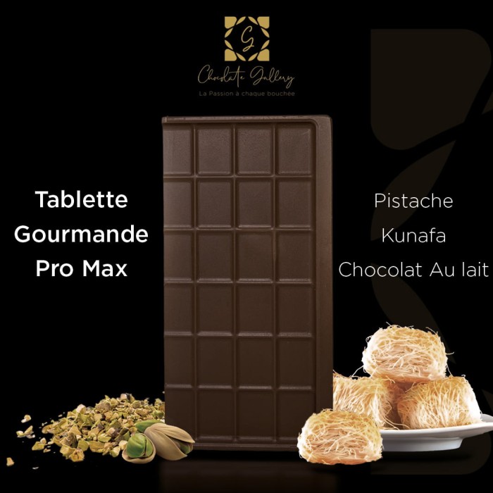 Tablette de Chocolat Gourmande Pistache, Kunafa, Chocolat au