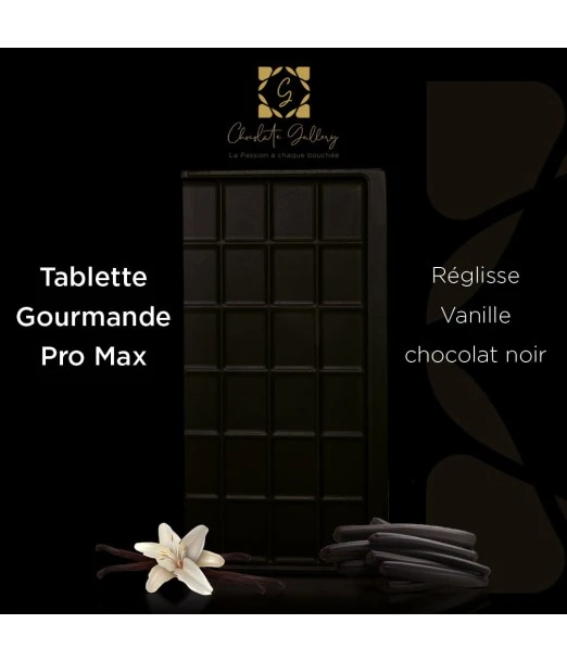Gourmet chocolate bar — liquorice, vanilla, dark chocolate