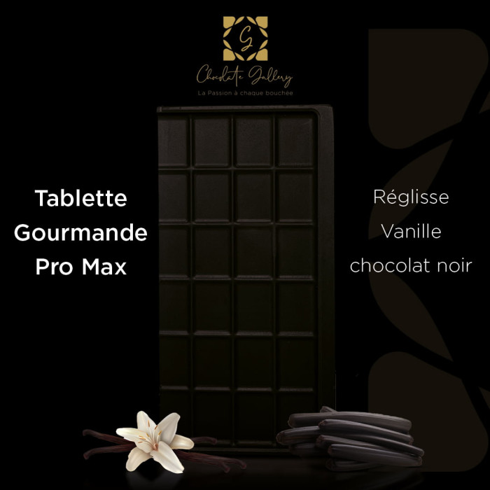 Tablette de Chocolat Gourmande Réglisse, Vanille, Chocolat noir