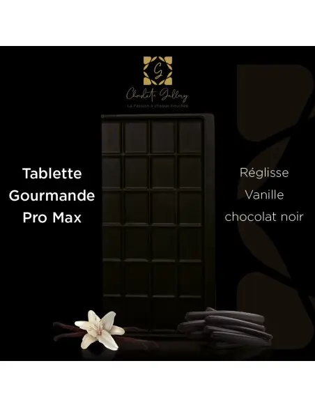 Gourmet chocolate bar — liquorice, vanilla, dark chocolate