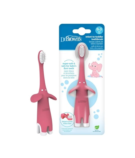 Dr Brown's toothbrush from 0 to 3 years pink