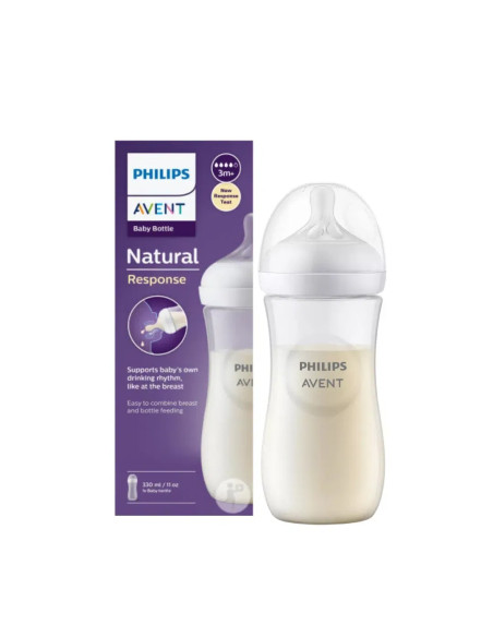 Biberon Avent Natural Response 330ml Tétine 3m+ dans Univers Bébé chez Baby And Mom Maroc
