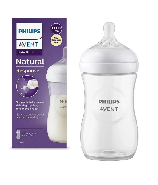 Avent Natural Response baby bottle 260 ml, nipple from 1 month