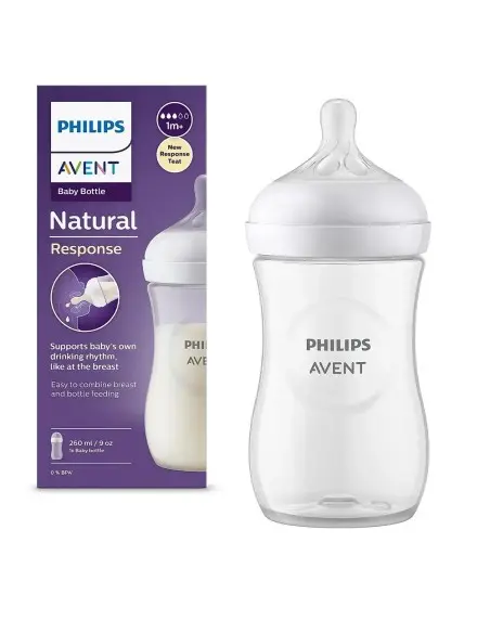 Avent Natural Response baby bottle 260 ml, nipple from 1 month