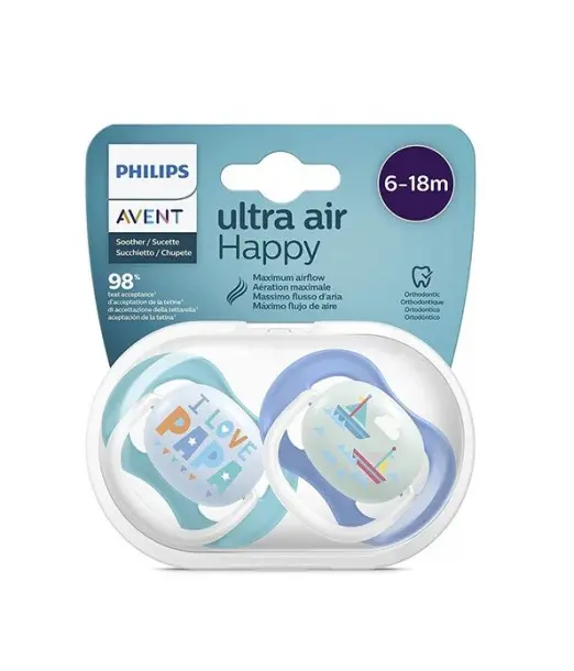 Sucette Avent Ultra Air Happy 6-18 mois Papa/Bateau Sucettes -