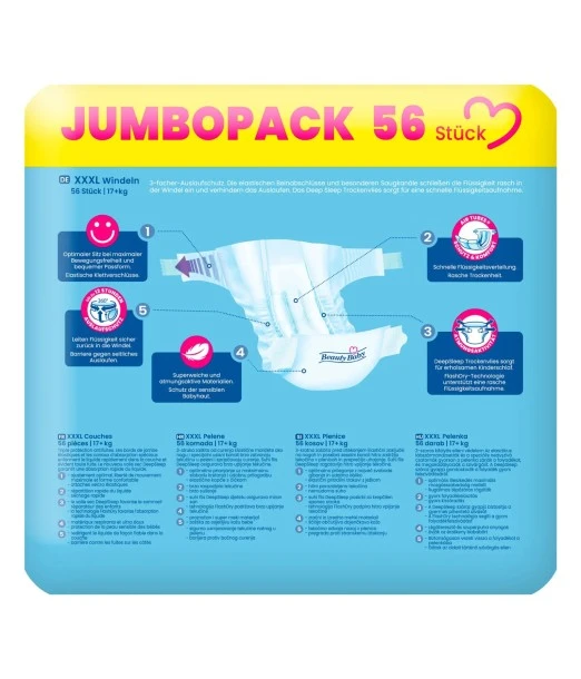 Beauty Baby diapers Premium Dry Size 8 XXXL +17kg 56 units 2